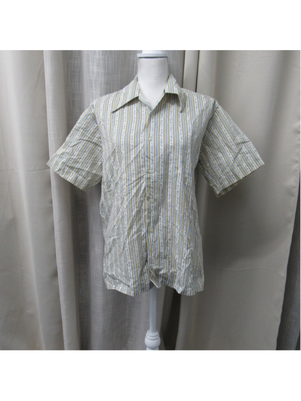 VTG 60s 70s Grants Menswear Striped Button Down Short Sleeve Shirt M 15-15.5